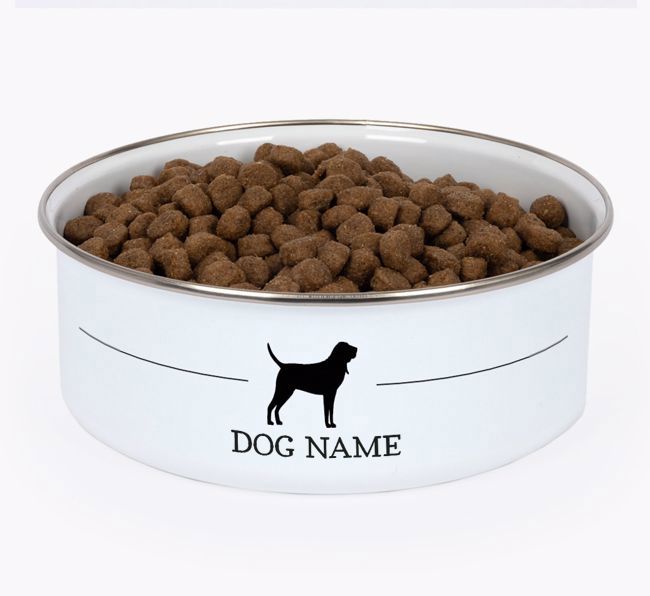 Silhouette: Personalized {breedFullName} Enamel Dog Bowl